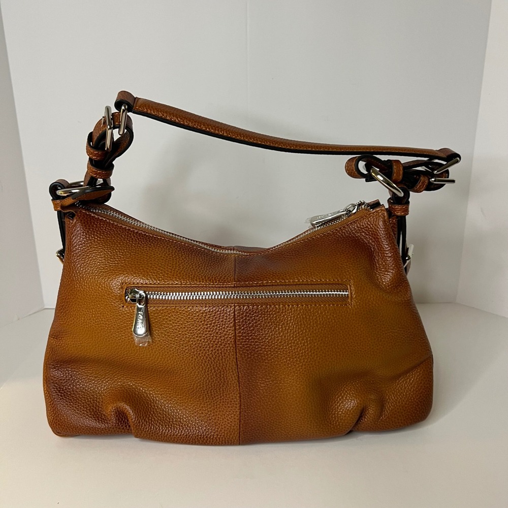 Womens S-Zone Hobo Leather Shoulder Bag Top Handle Brown NWOT